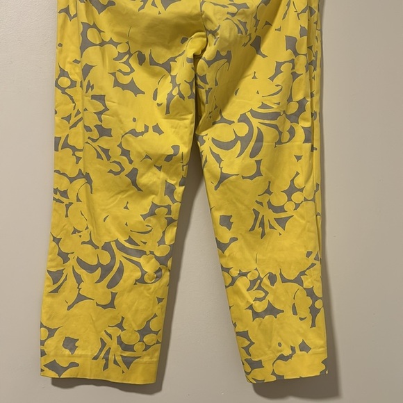 J Crew Stretch City Fit Yellow Spring Summer Capri Floral Pants Size 6 - Picture 5 of 5